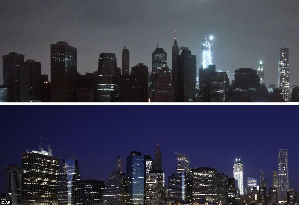 Manhattan before and after hurricane Sandy